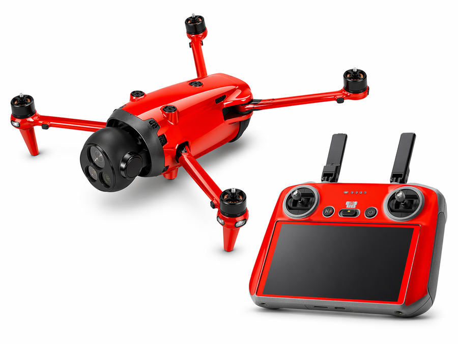 DJI Mavic 4 Pro Skin Glanz Folien Set Drohnen Aufkleber + RC2 Controller Neon Rot Aufkleber Skins4u