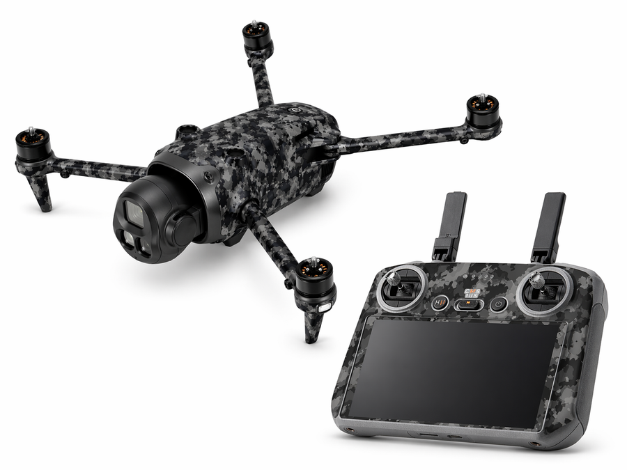 DJI Mavic 4 Pro Skin Folien Set Drohnen Aufkleber + RC2 Controller Shadow Camo grau Aufkleber Skins4u