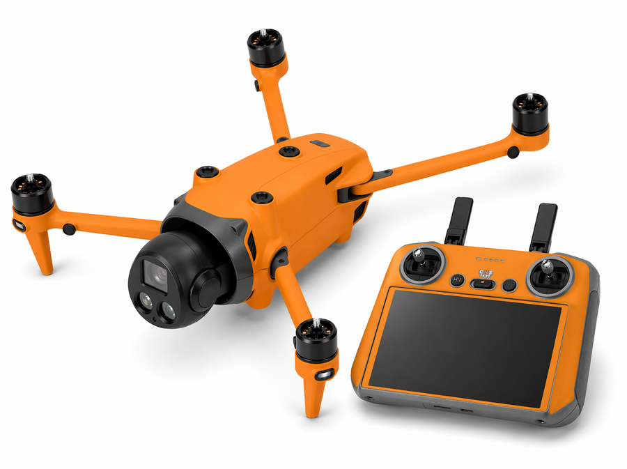 DJI Mavic 4 Pro Skin Folien Set Drohnen Aufkleber + RC2 Controller Solid State orange Aufkleber Skins4u
