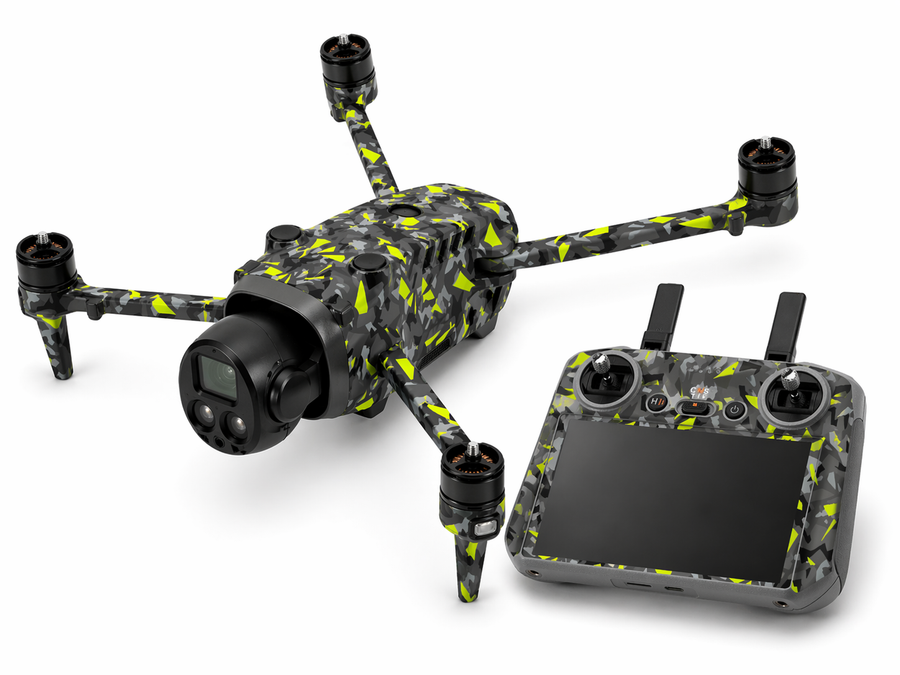 DJI Mavic 4 Pro Skin Folien Set Drohnen Aufkleber + RC2 Controller Splatter Yellow Aufkleber Skins4u