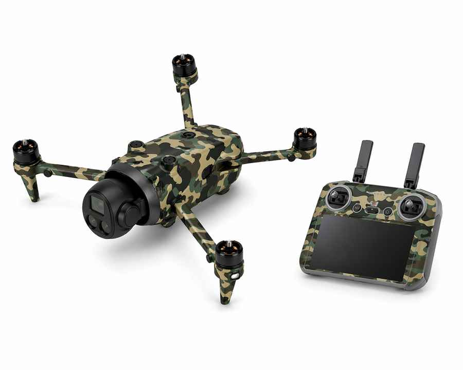 DJI Mavic 4 Pro Skin Folien Set Drohnen Aufkleber + RC2 Controller Wood Camo Aufkleber Skins4u