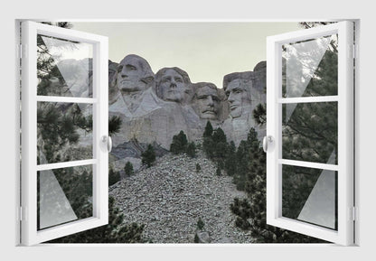 Offenes Fenster 3D Wandtattoo – Selbstklebender Wandaufkleber/Wandsticker – Motiv Mount Rushmore Wandtattoo skins4u   