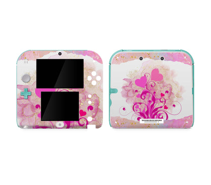 Nintendo 2DS Schutzfolie Skin Vinyl Design Aufkleber Boarder Hearts Aufkleber Skins4u   