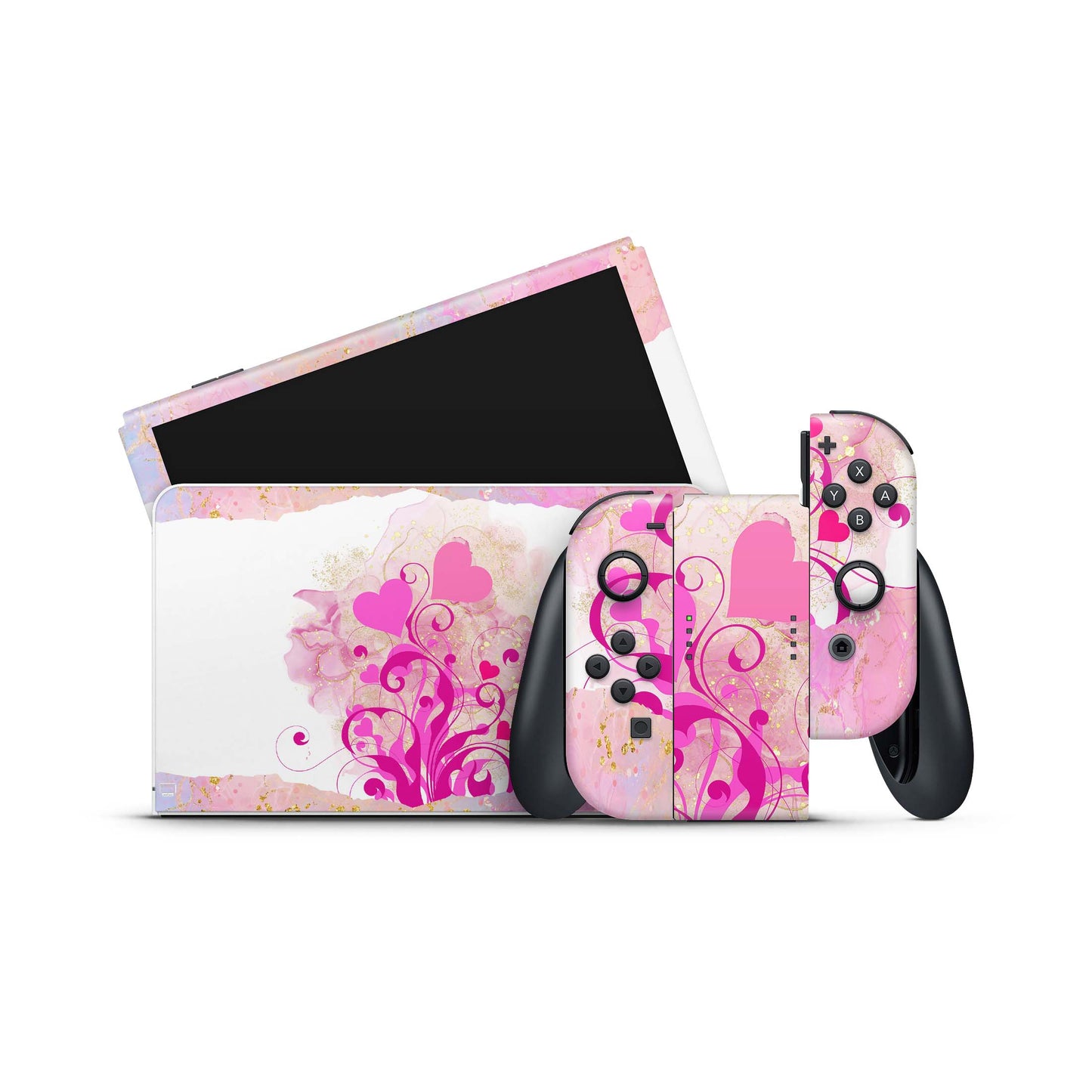 Nintendo Switch Skin Wrap Aufkleber Vinyl Skins Folie Design Boarder Hearts Aufkleber Skins4u   