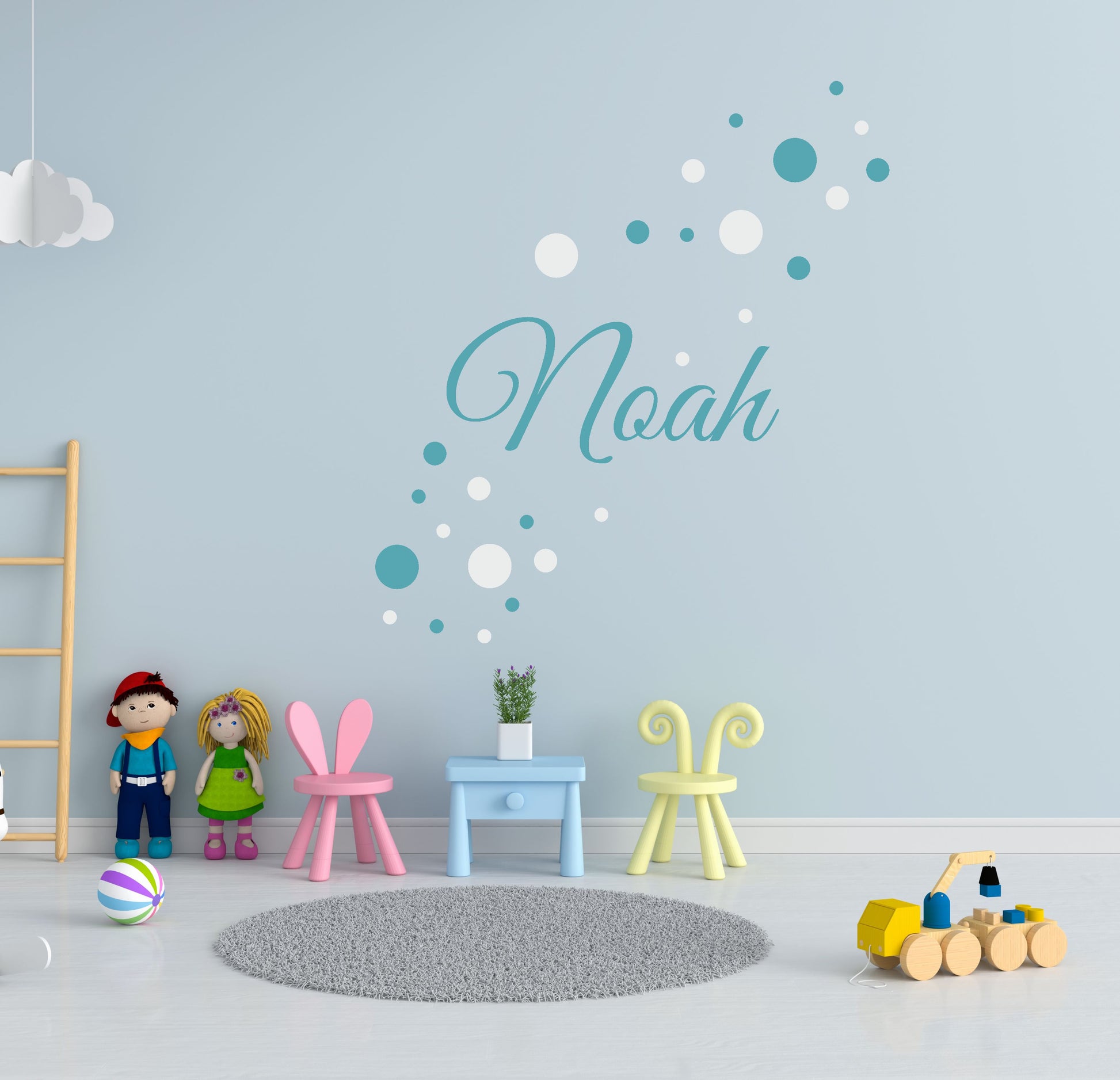 Wandtattoo Kinderzimmer Wunschname Schriftzug mit Sterne oder Punkte Set individuell Wunschtext Aufkleber Aufkleber Skins4u