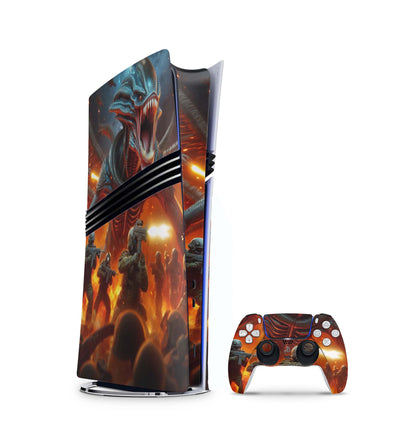 PS5 Pro Skin Aufkleber Design Schutzfolie + Controller Skin Folie Aliens Aufkleber Skins4u   