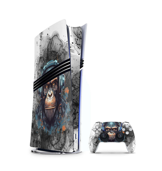 PS5 Pro Skin Aufkleber Design Schutzfolie + Controller Skin Folie Black smoke Monkey Aufkleber Skins4u   