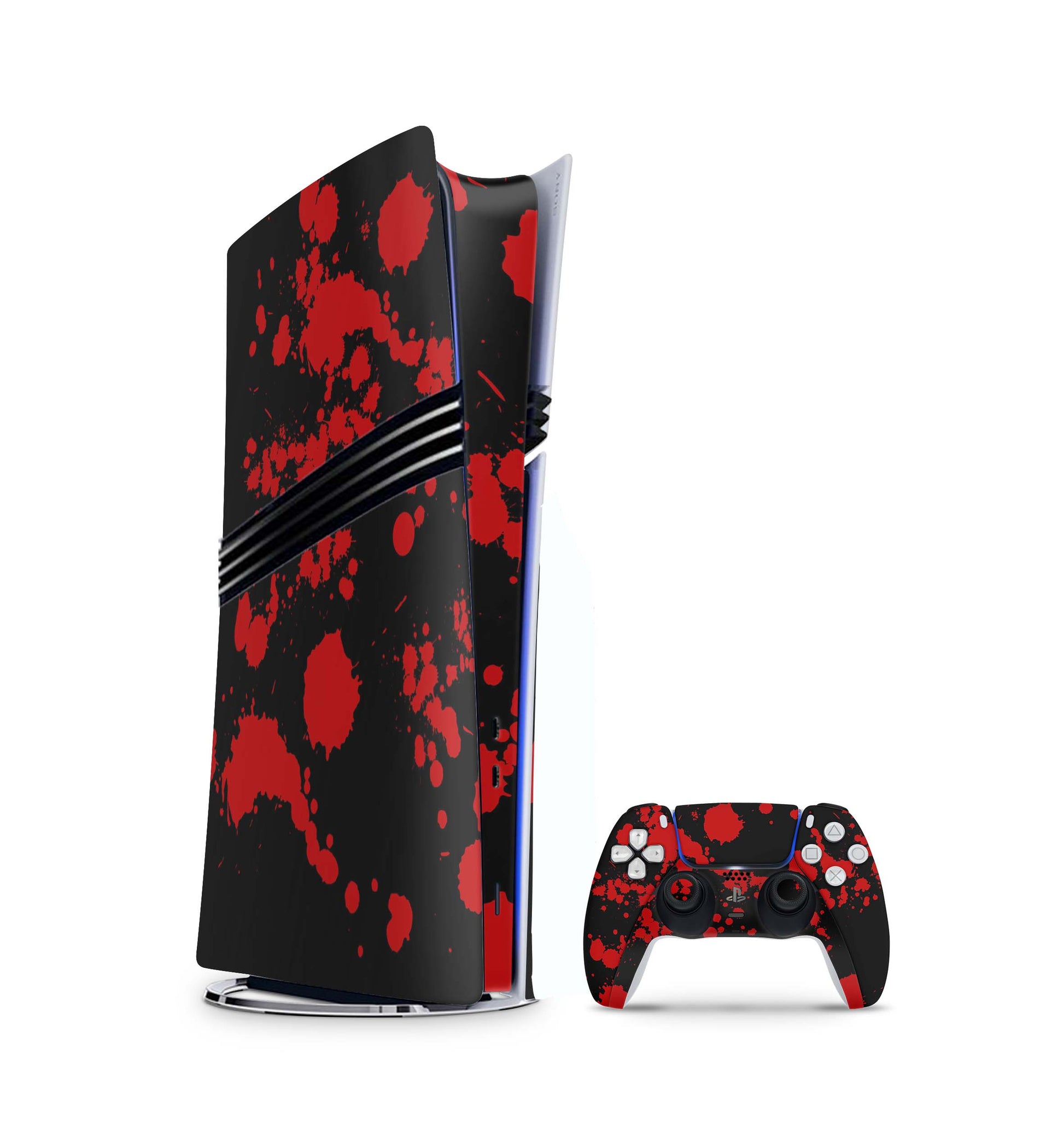 PS5 Pro Skin Aufkleber Design Schutzfolie + Controller Skin Folie Blood Black Aufkleber Skins4u   