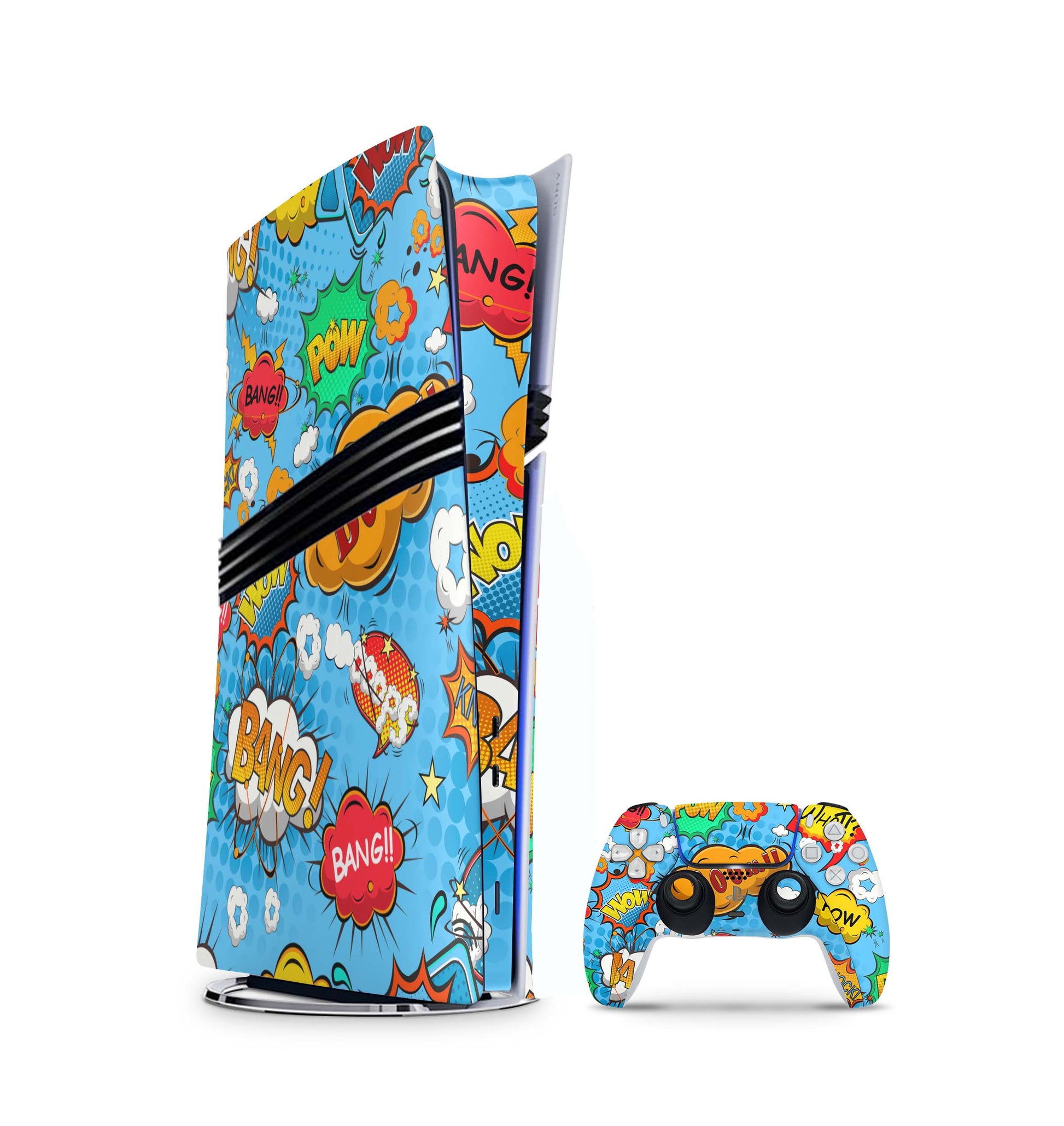 PS5 Pro Skin Aufkleber Design Schutzfolie + Controller Skin Folie Comics blau Aufkleber Skins4u   