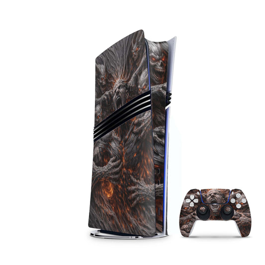 PS5 Pro Skin Aufkleber Design Schutzfolie + Controller Skin Folie Demon Escape Aufkleber Skins4u