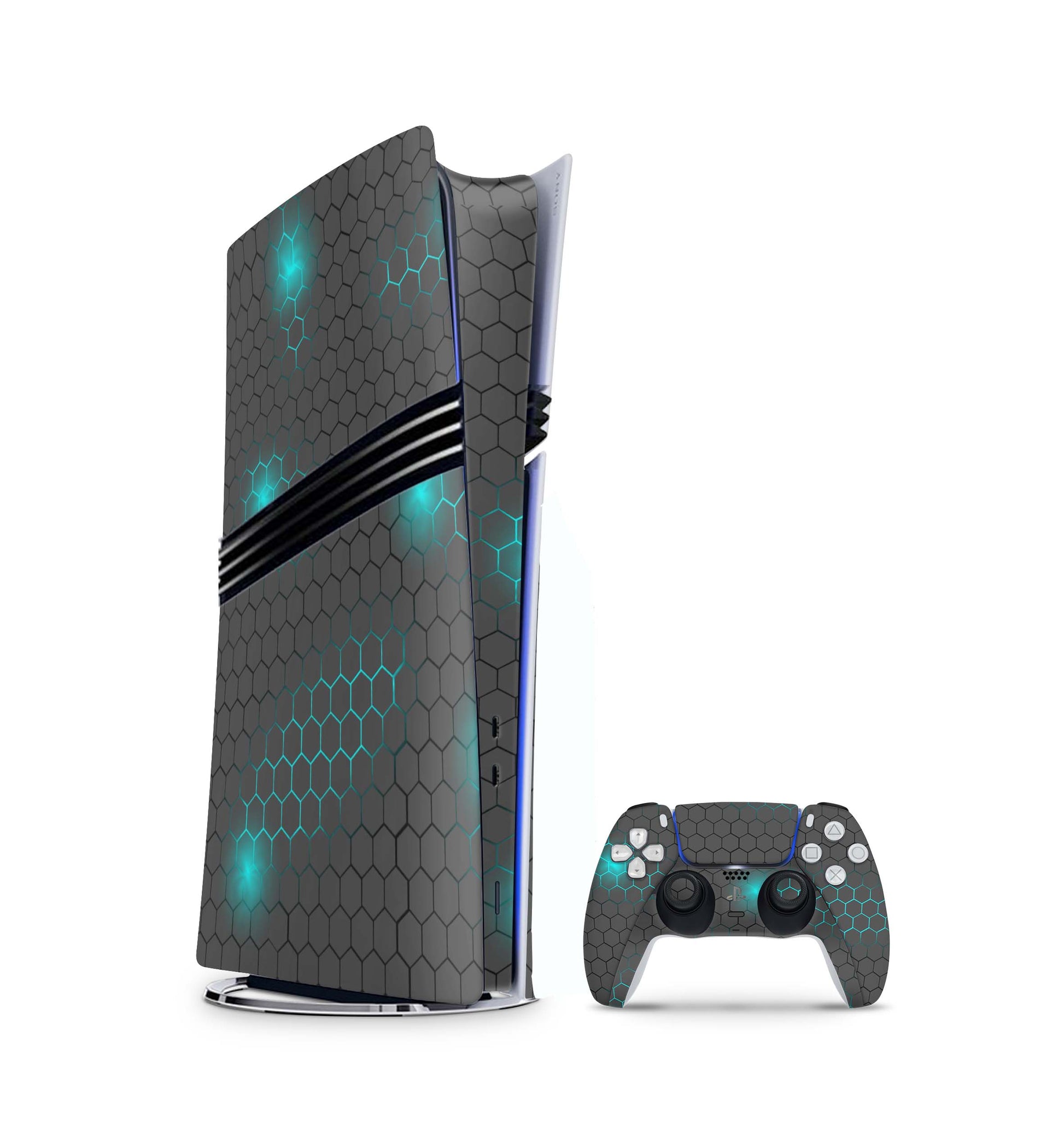 PS5 Pro Skin Aufkleber Design Schutzfolie + Controller Skin Folie Exo small blue Aufkleber Skins4u   