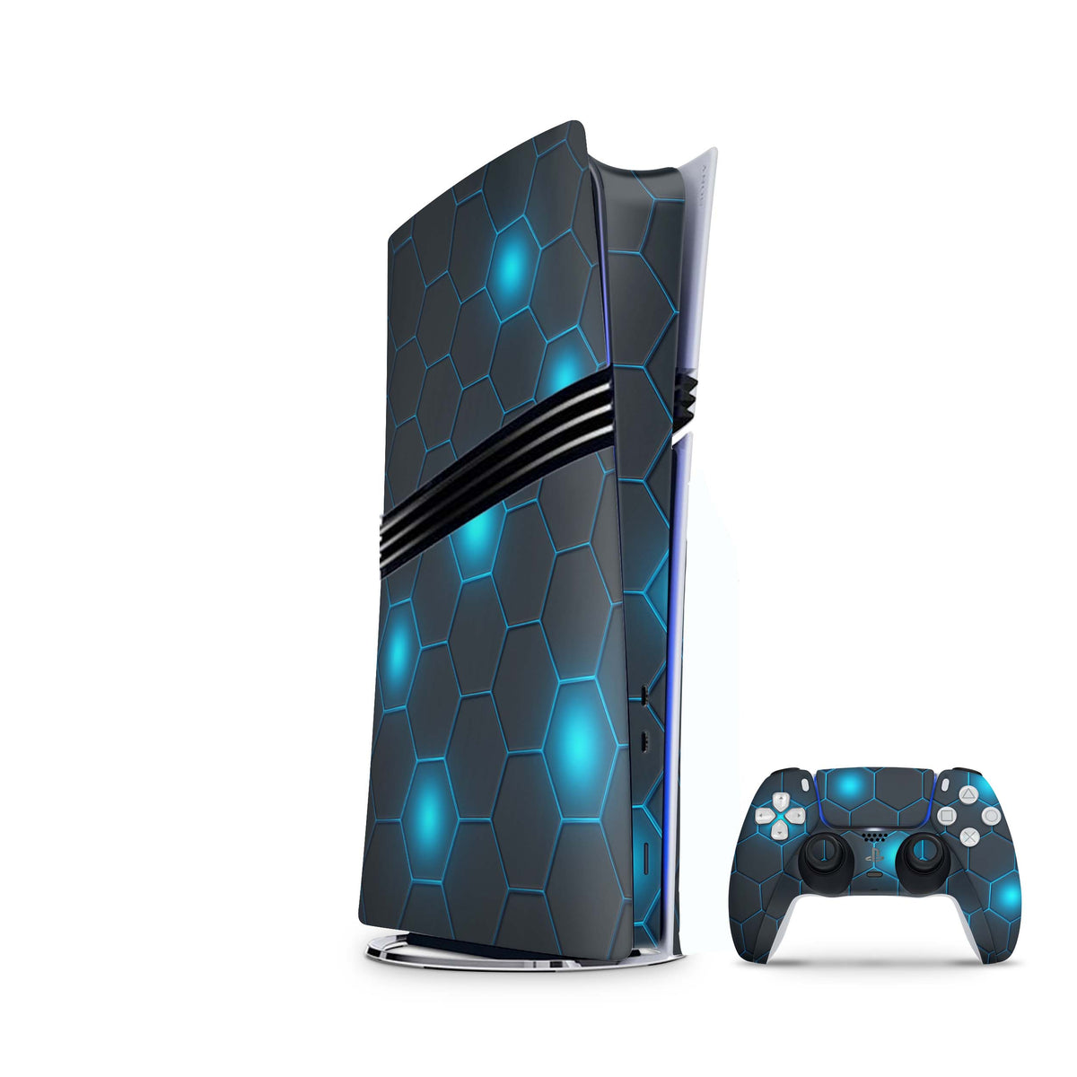 PS5 Pro Skin Exo Blue mit passendem Controller Skin