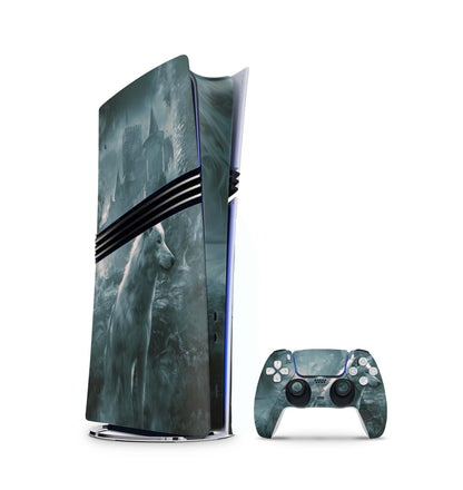 PS5 Pro Skin Aufkleber Design Schutzfolie + Controller Skin Folie Ghost Wolf Aufkleber Skins4u   