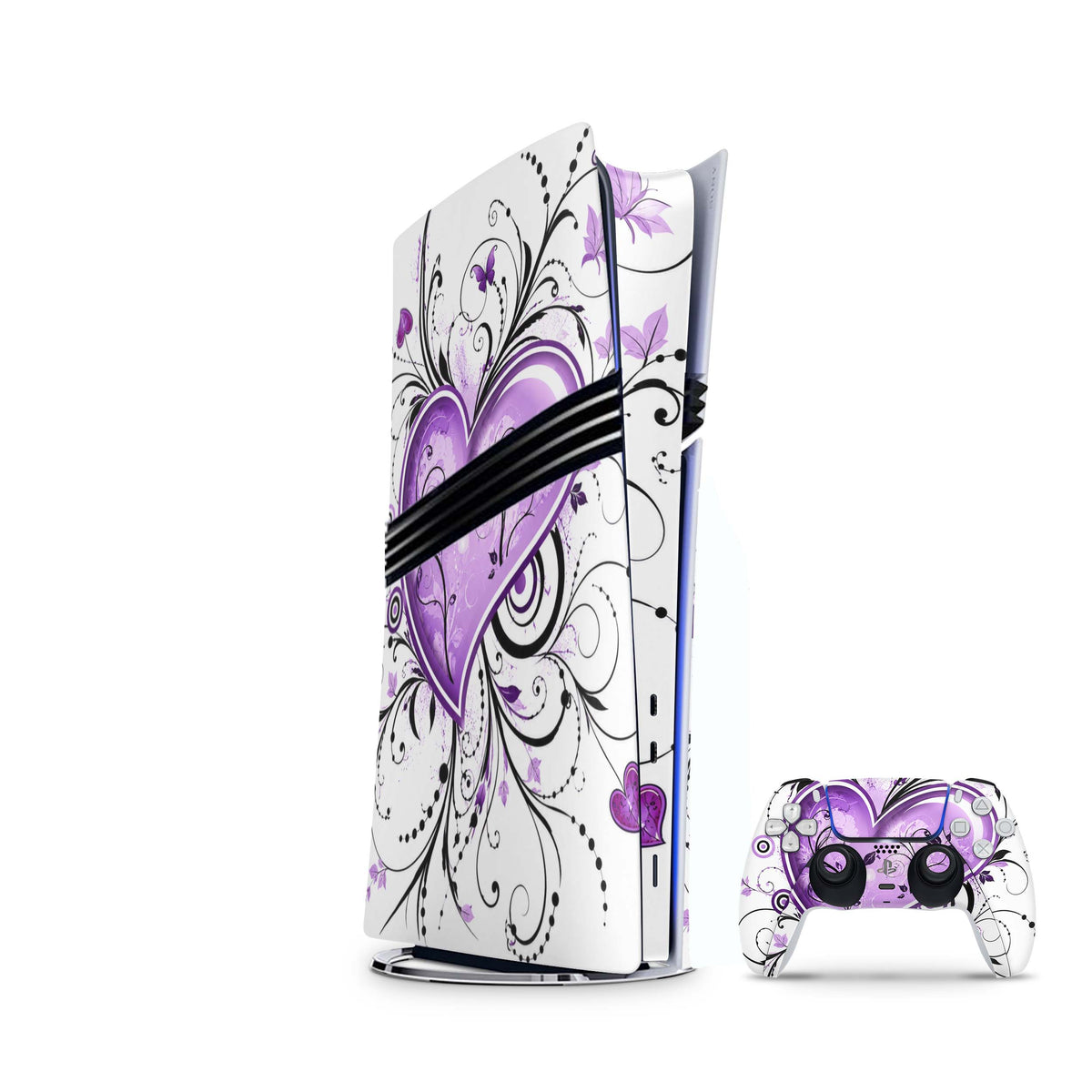 PS5 Pro Skin Lavendel Heart mit passendem Controller Skin