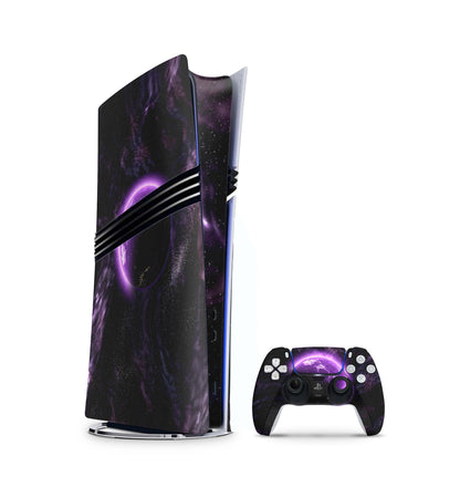 PS5 Pro Skin Aufkleber Design Schutzfolie + Controller Skin Folie Purple Space Aufkleber Skins4u   