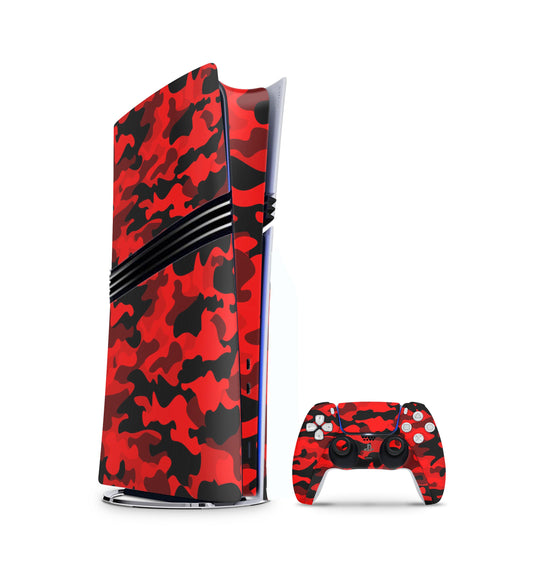 PS5 Pro Skin Aufkleber Design Schutzfolie + Controller Skin Folie Red Camo Aufkleber Skins4u   