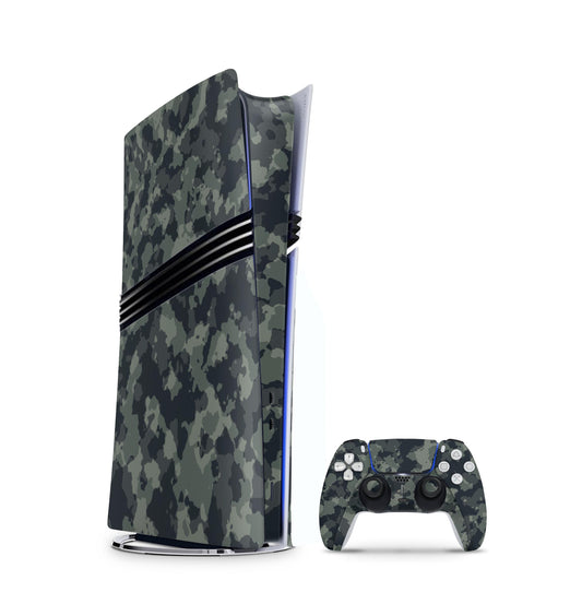 PS5 Pro Skin Aufkleber Design Schutzfolie + Controller Skin Folie Shadow Camo grün Aufkleber Skins4u   