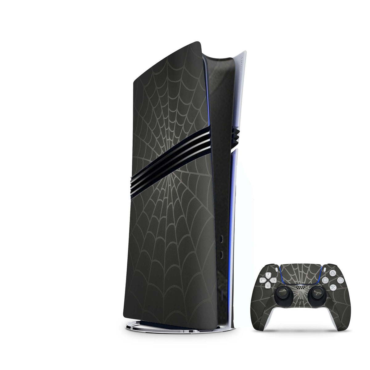 PS5 Pro Skin Spiderweb Black mit passendem Controller Skin