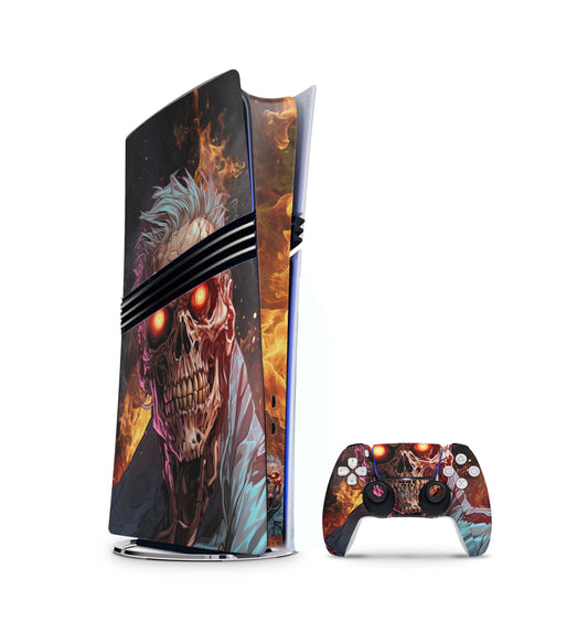 PS5 Pro Skin Aufkleber Design Schutzfolie + Controller Skin Folie Zombie Fire Aufkleber Skins4u   