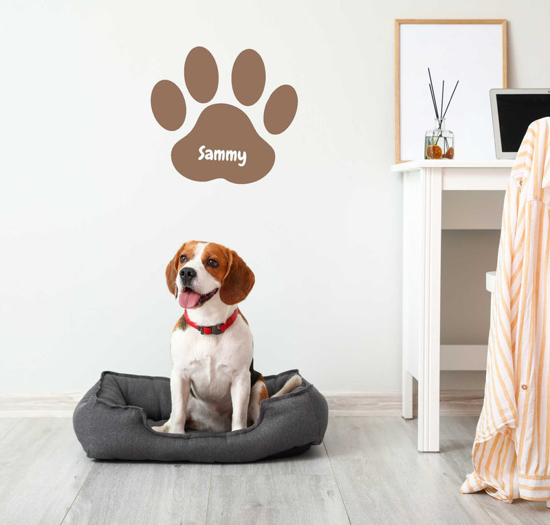 Hundepfote mit Wunschnamen Aufkleber Wandtattoo selber gestalten Hunde Namen Aufkleber Skins4u