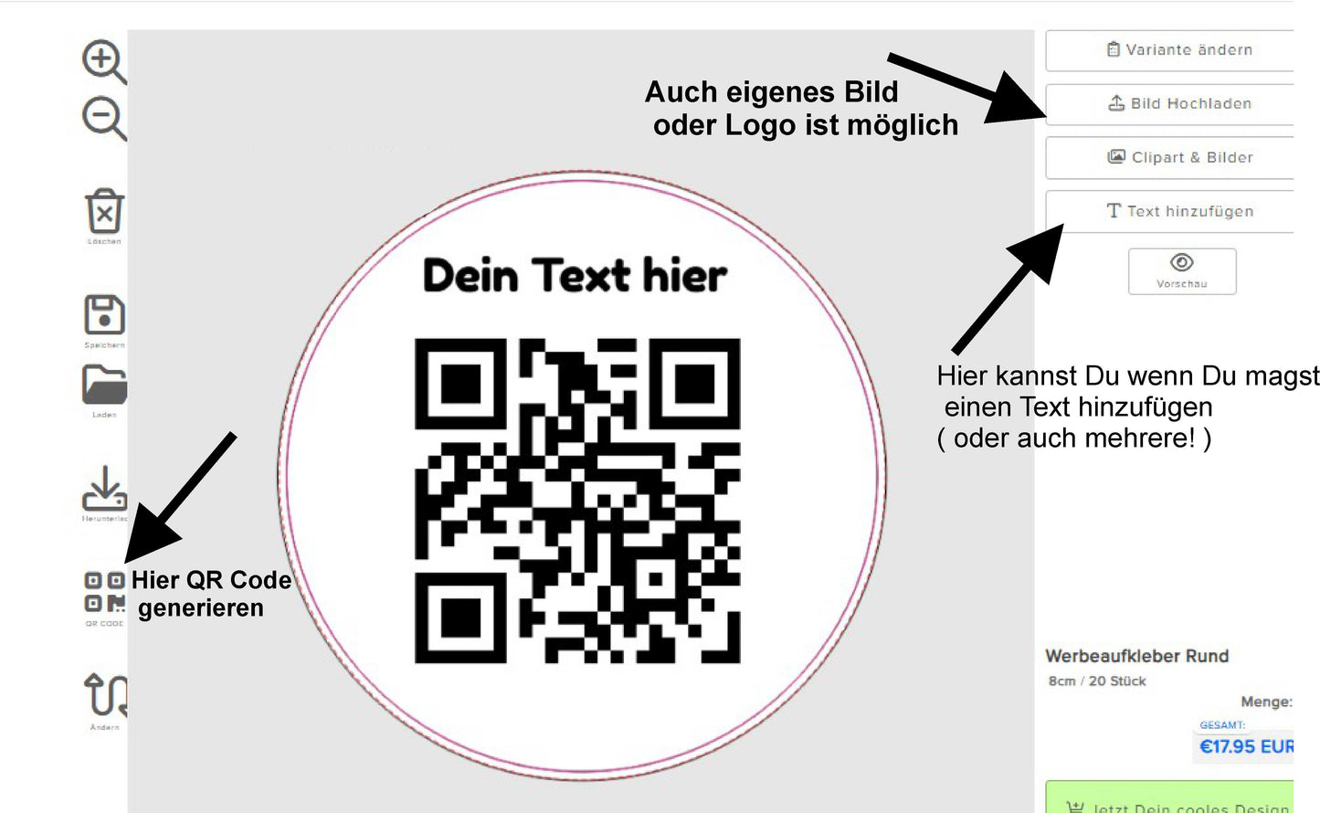 QR Code Aufkleber selbst gestalten, individueller Werbeaufkleber Google, Webshop, Instagram TikTok etc Aufkleber Skins4u