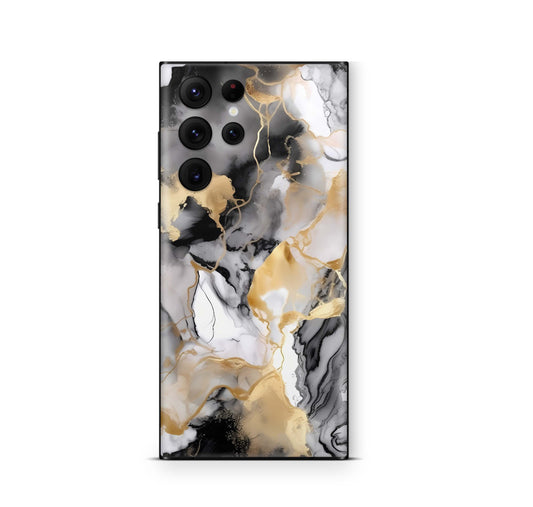 Samsung Galaxy S25 Ultra Skin Designfolie Aufkleber Skins Design Marmor gold black Elektronik-Sticker & -Aufkleber skins4u