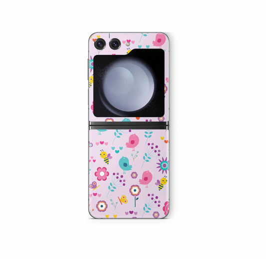 Samsung Galaxy Z Flip 6 Skins Design Vinyl Premium Folien Kratzerschutz Motiv Birds Vintage Aufkleber skins4u
