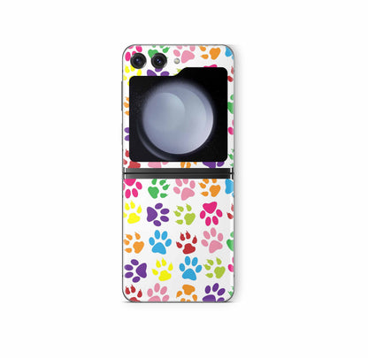 Samsung Galaxy Z Flip 6 Skins Design Vinyl Premium Folien Kratzerschutz Motiv bunte Pfoten Aufkleber skins4u