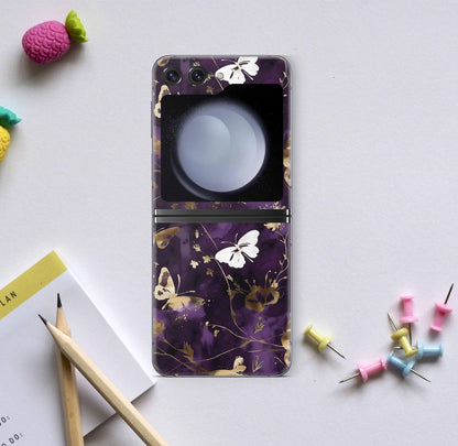 Samsung Galaxy Z Flip5 Skins Design Vinyl Premium Folien Kratzerschutz Motiv Purple Butterfly Aufkleber skins4u   