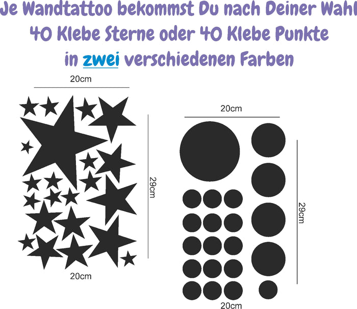 Wandtattoo Kinderzimmer Wunsch Namen Sterne Punkte Set Punkte personalisiert Wunschname Babyzimmer selbst gestalten individuell
