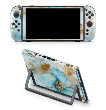 Nintendo Switch 2 Aufkleber Folien Skin Set Schutzfolie Modding Design Gold blue Fantasy Aufkleber Skins4u