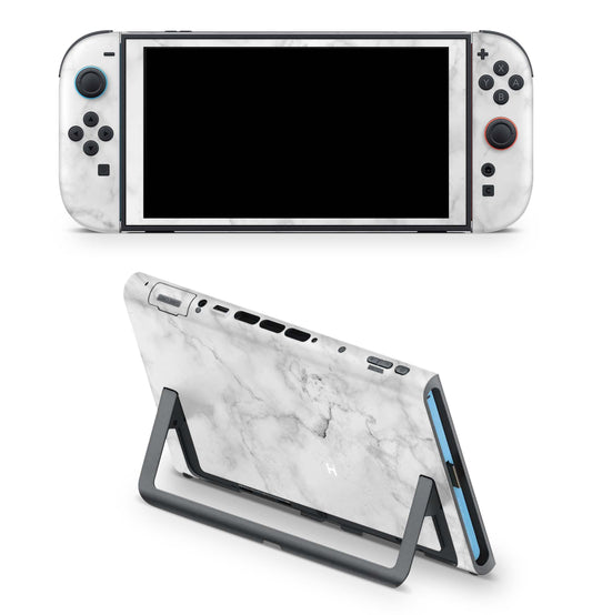 Nintendo Switch 2 Aufkleber Folien Skin Set Schutzfolie Modding Design Marmor weiss Aufkleber Skins4u
