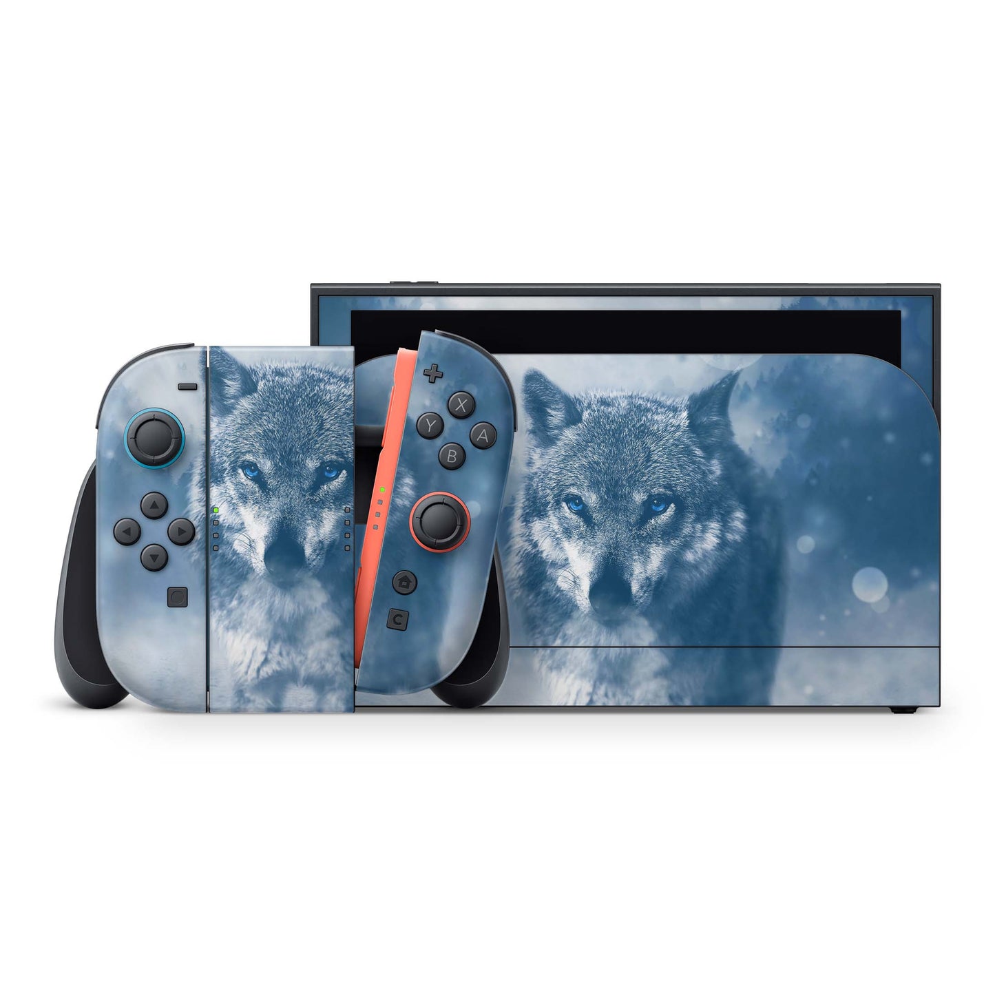 Nintendo Switch 2 Aufkleber Folien Skin Set Schutzfolie Modding Design Wolf blue Eyes Aufkleber Skins4u