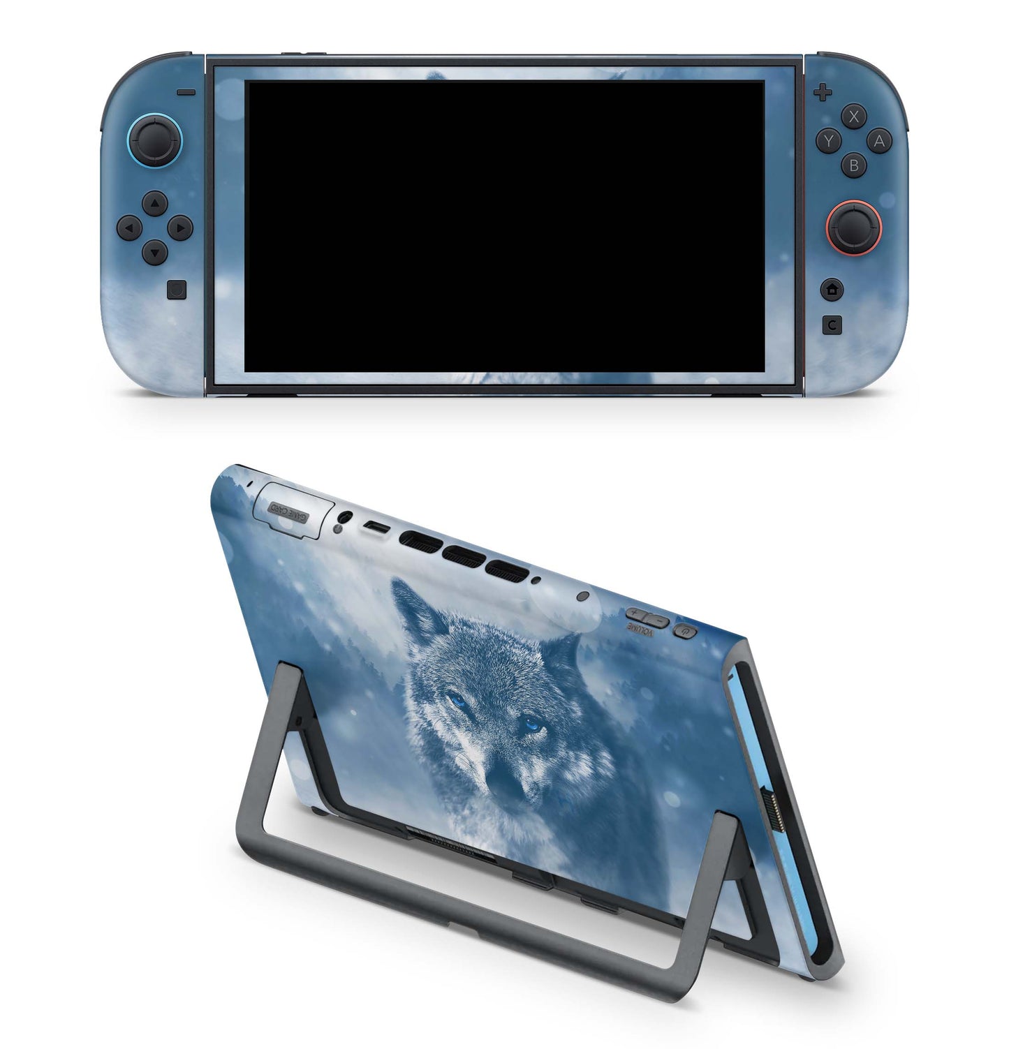 Nintendo Switch 2 Aufkleber Folien Skin Set Schutzfolie Modding Design Wolf blue Eyes Aufkleber Skins4u