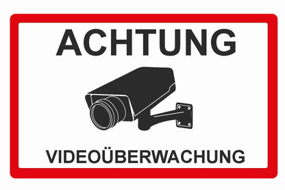HInweis Warnaufkleber Videoüberwachung EInbruchschutz Aufkleber Skins4u Videoüberwachung rot schwarz 8x4.8cm