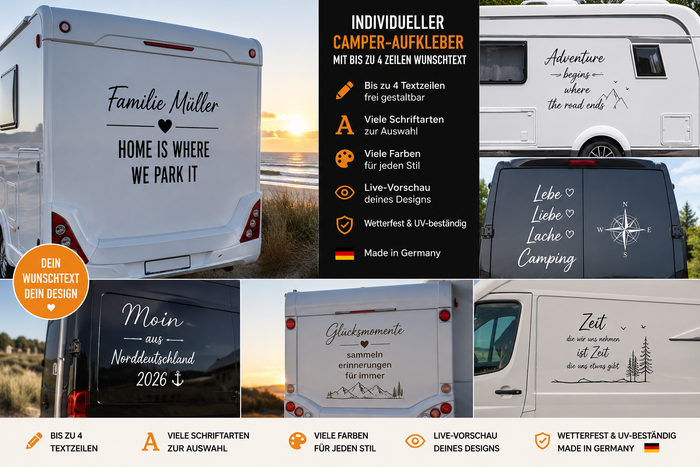 Wohnwagen Wohnmobil Aufkleber Sprüche individuell gestalten