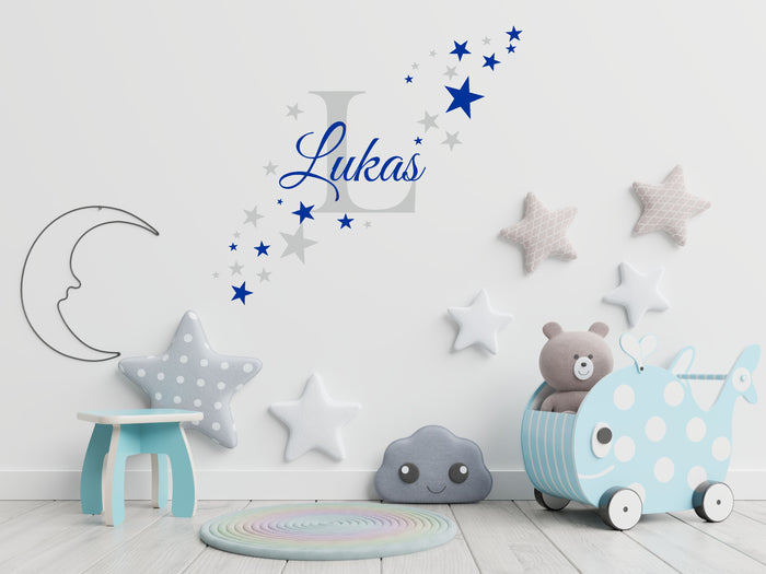 Wandtattoo Kinderzimmer Wunsch Namen Sterne Punkte Set Punkte personalisiert Wunschname Babyzimmer selbst gestalten individuell
