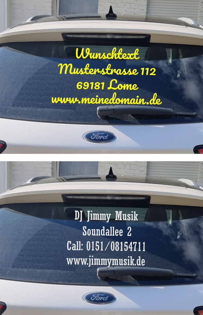 Wunschaufkleber Wunschtext Werbung Auto, Schaufenster, Wand etc 1-4 Zeilen Aufkleber Skins4u