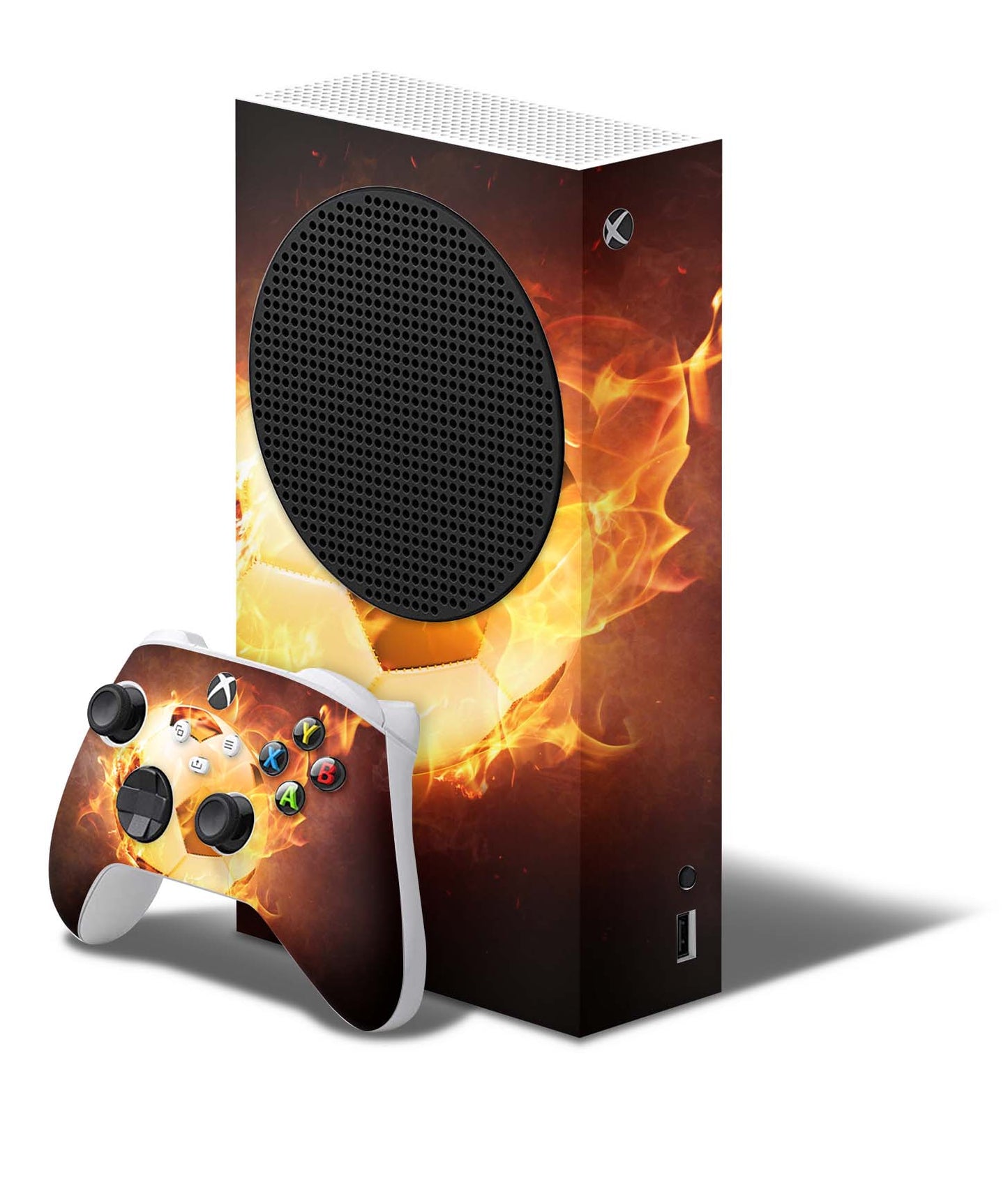 Xbox Series S Skin Folie Konsolen Aufkleber mit Controller Skin Brennender Fussball Elektronik-Sticker & -Aufkleber skins4u   