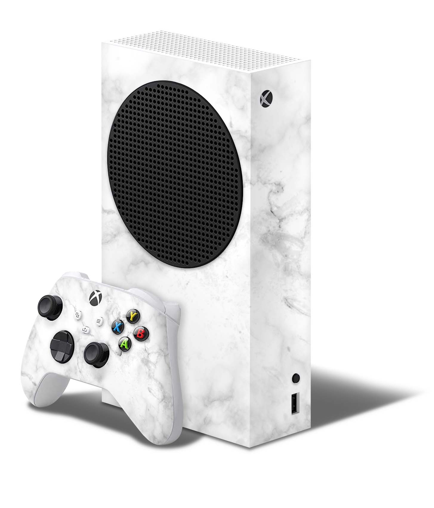 Xbox Series S Skin Folie Konsolen Aufkleber mit Controller Skin Marmor weiss Elektronik-Sticker & -Aufkleber skins4u   