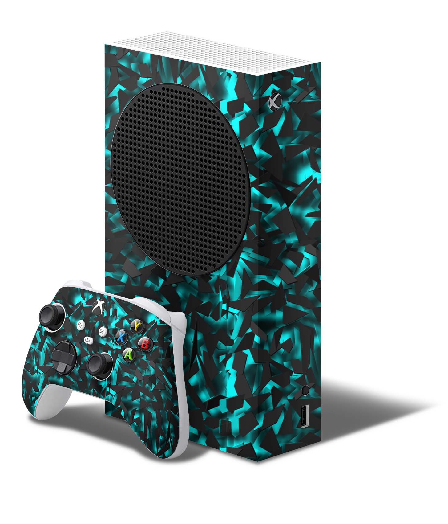 Xbox Series S Skin Folie Konsolen Aufkleber mit Controller Skin Shattered black blue Elektronik-Sticker & -Aufkleber skins4u   