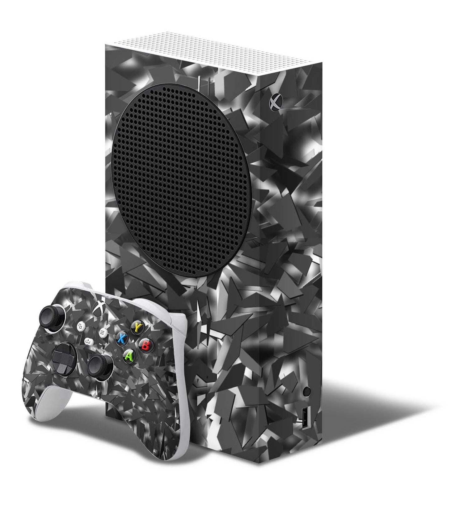 Xbox Series S Skin Folie Konsolen Aufkleber mit Controller Skin Shattered black grau Elektronik-Sticker & -Aufkleber skins4u   