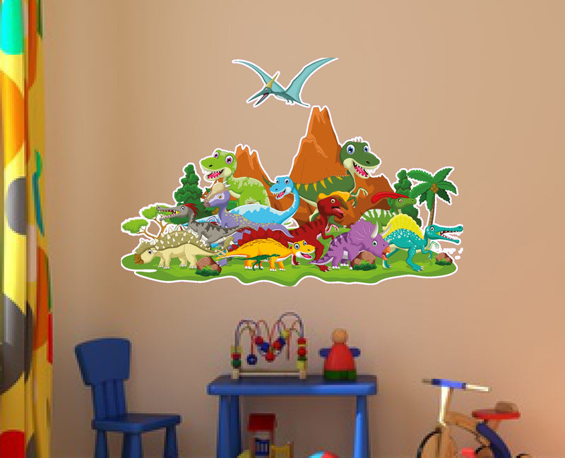 Wandtattoo Dinosaurier Welt 120x63cm XXL Aufkleber Wandtattoo Skins4u