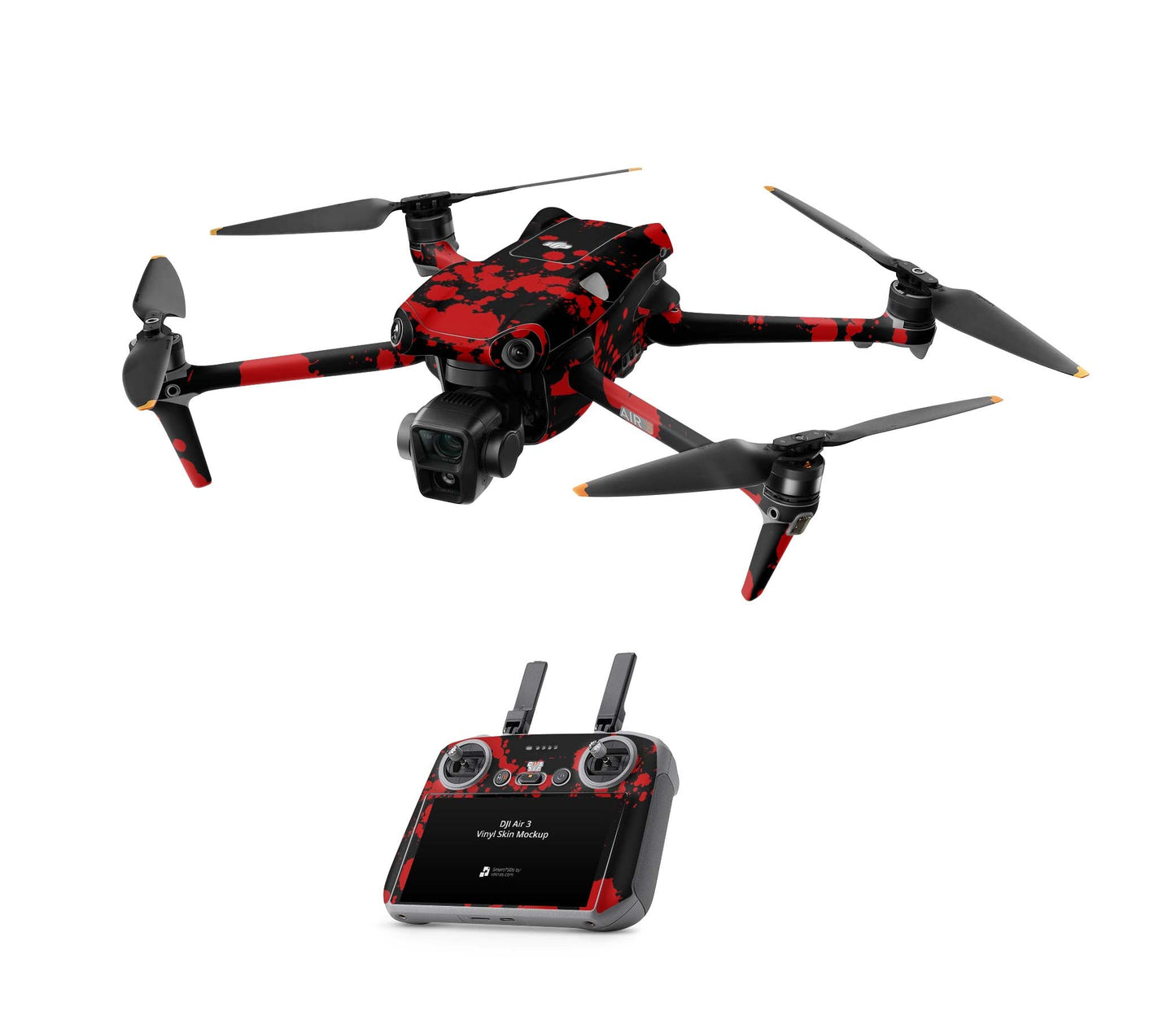 DJI Air 3S Skins - Drohnen Aufkleber Schutz Folie + RC2 Controller Skin + Akku Skins Blood black Aufkleber skins4u