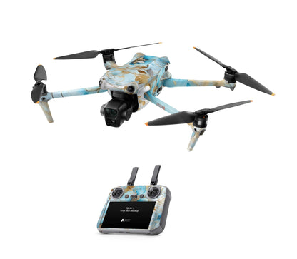 DJI Air 3 Skins - Drohnen Aufkleber Schutz Folie + RC2 Controller Skin + Akku Skins Gold blue Fantasy Aufkleber skins4u   