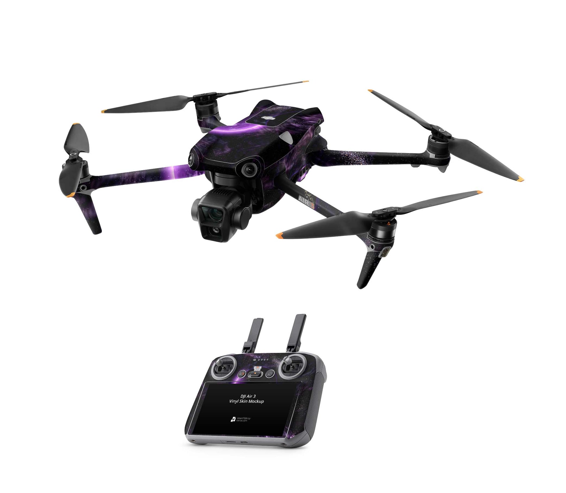 DJI Air 3 Skins - Drohnen Aufkleber Schutz Folie + RC2 Controller Skin + Akku Skins Purple Space Aufkleber skins4u   