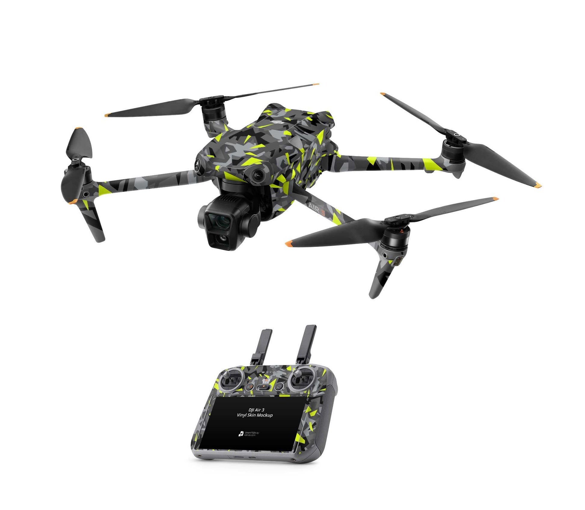 DJI Air 3 Skins - Drohnen Aufkleber Schutz Folie + RC2 Controller Skin + Akku Skins Splatter Yellow Aufkleber skins4u   