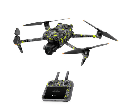 DJI Air 3S Skins - Drohnen Aufkleber Schutz Folie + RC2 Controller Skin + Akku Skins Splatter Yellow Aufkleber skins4u