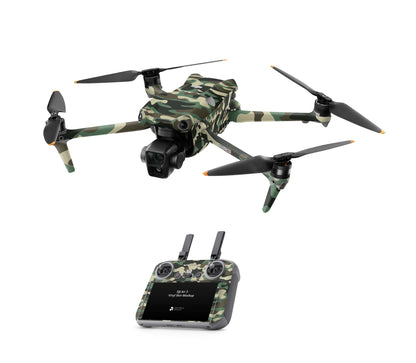 DJI Air 3 Skins - Drohnen Aufkleber Schutz Folie + RC2 Controller Skin + Akku Skins Wood Camo Aufkleber skins4u   