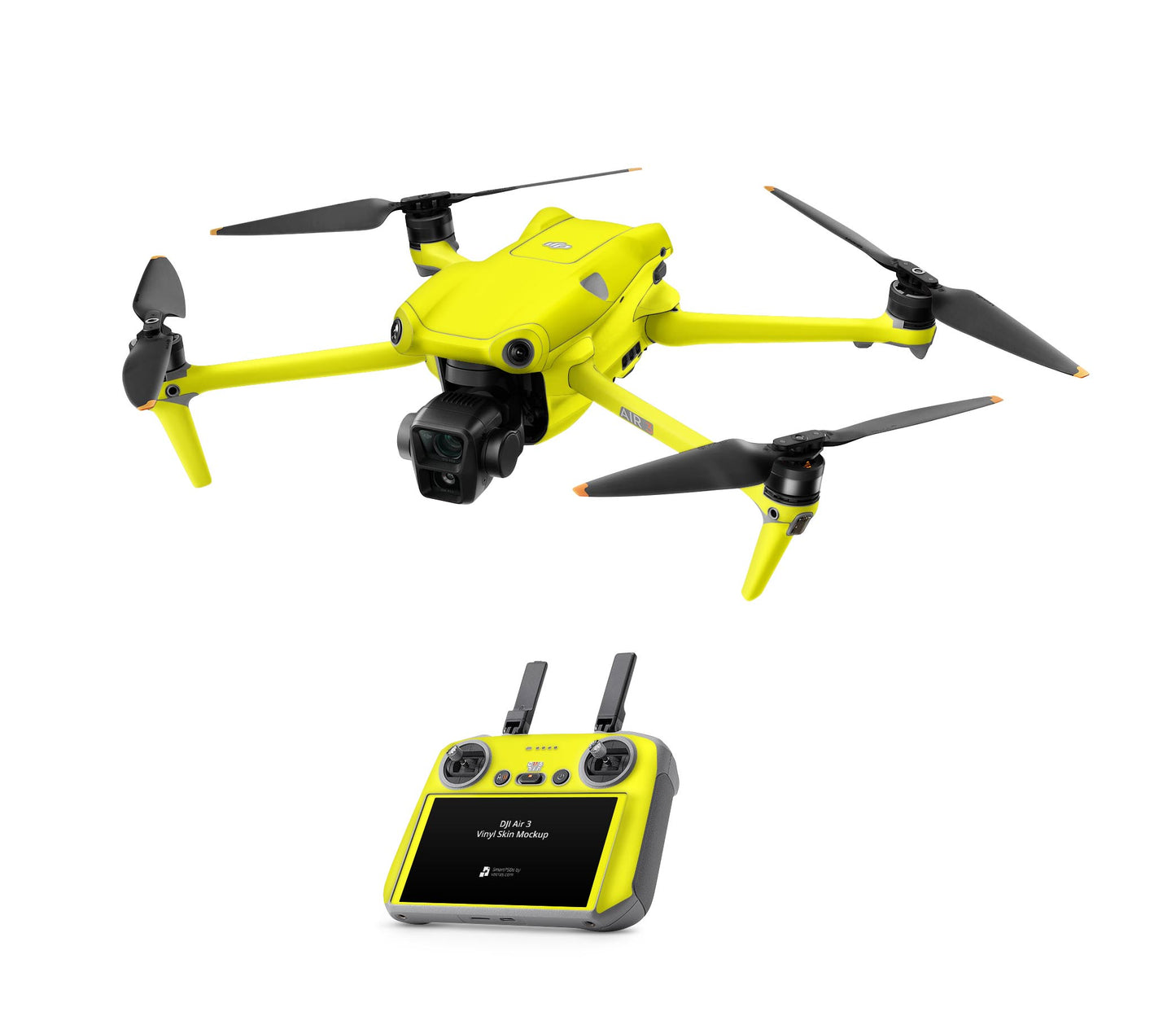 DJI Air 3 Skins - Drohnen Aufkleber Schutz Folie + RC2 Controller Skin + Akku Skins Neon glanz gelb Aufkleber skins4u   